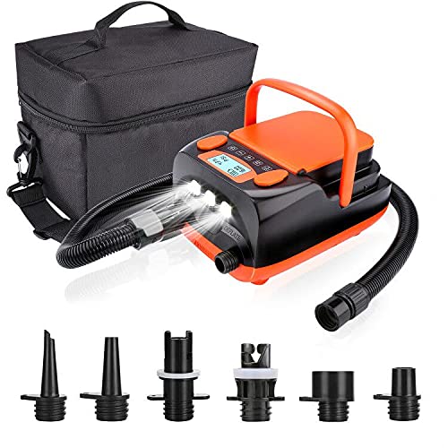 AGPtEK Elektrische SUP Pumpe, 6000mAh, 16 PSI, tragbar und wiederaufladbar