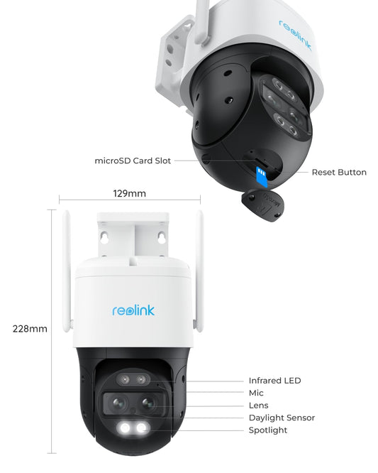 REOLINK 4K Wired WiFi Outdoor Camera, 8MP Dual Lens Security Camera, 360 PTZ Camera w/Auto Tracking, 2.4/5GHz Wi-Fi Smart Person/Vehicle Detection, 6X Hybrid Zoom, Color Night Vision, TrackMix WiFi