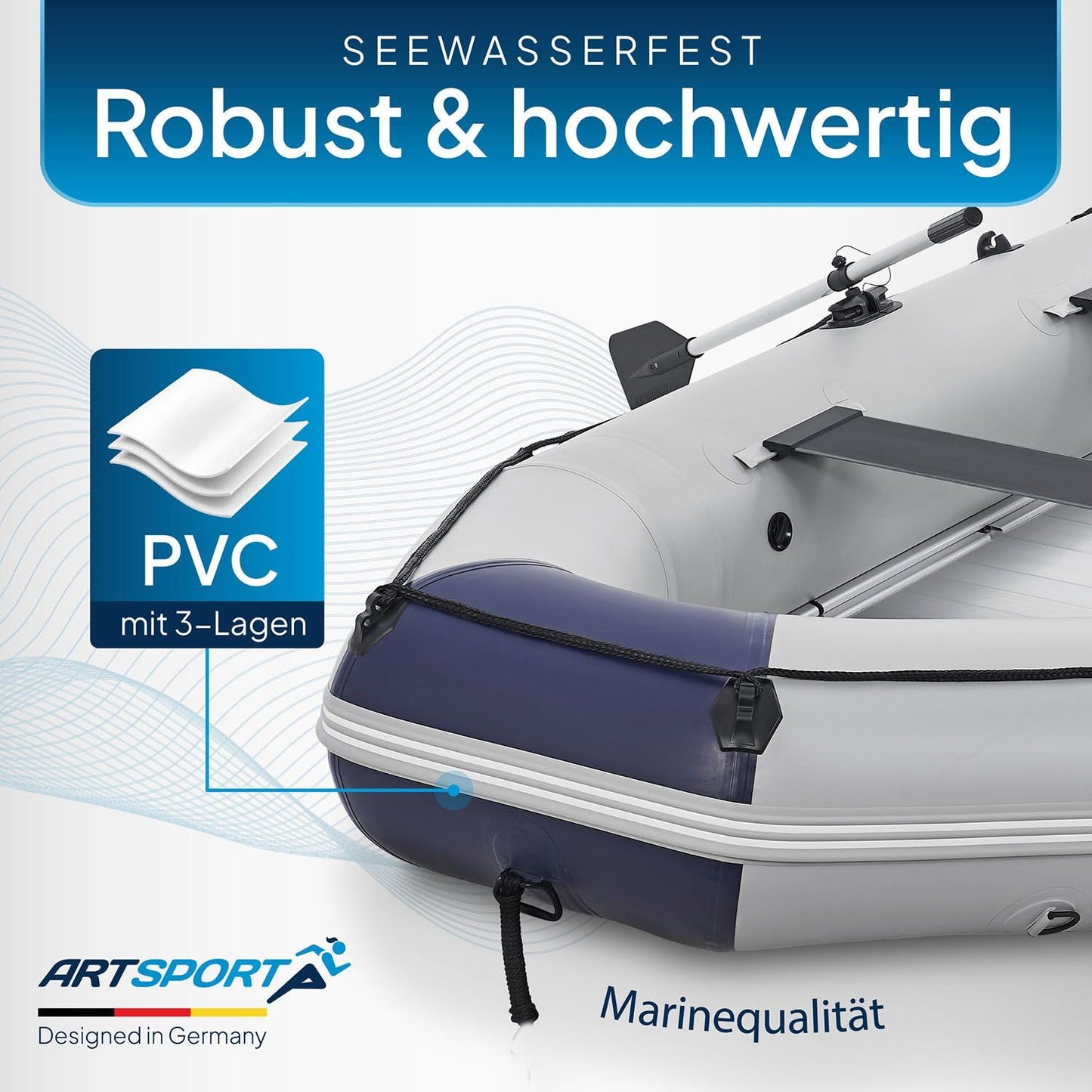 ArtSport Schlauchboot mit Aluboden, 3,80 m, für 6 Personen