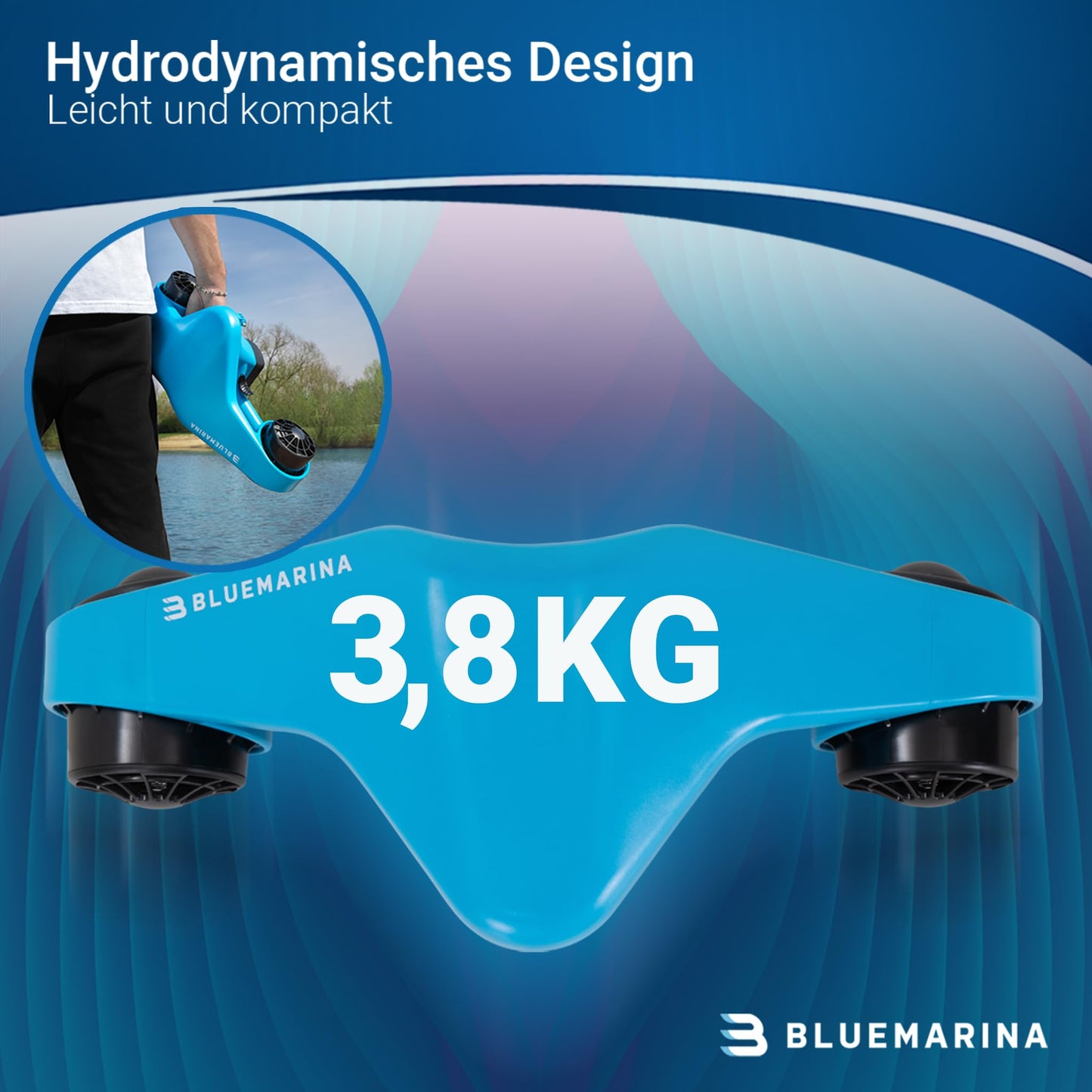 Bluemarina Orca Unterwasserscooter, 2x 500W Motoren, 5.4 km/h, 30 m Tiefe