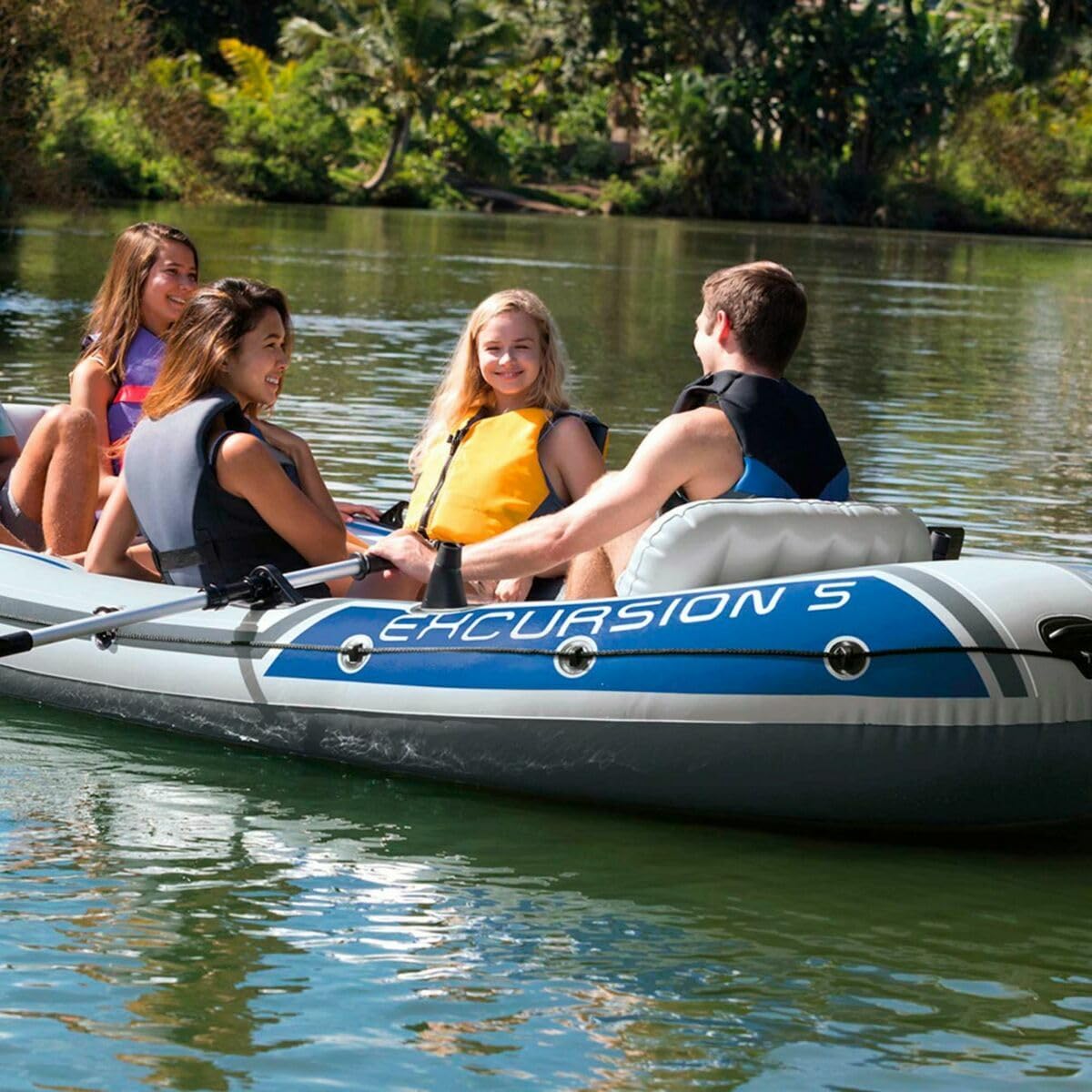 Intex Excursion 5 Schlauchboot Set, für 5 Personen, Mehrfarbig