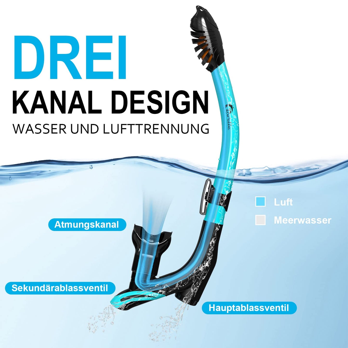 Dorlle Panorama Schnorchelset, Anti-Fog, Dry Schnorchel, für Erwachsene, Wassergrün