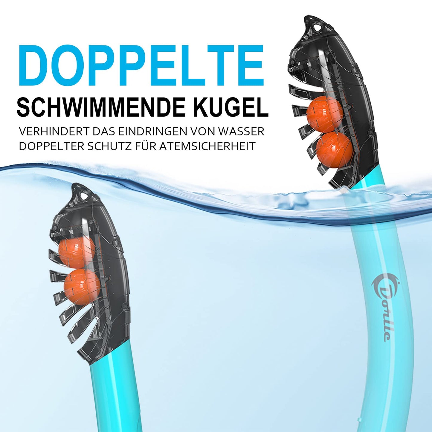 Dorlle Panorama Schnorchelset, Anti-Fog, Dry Schnorchel, für Erwachsene, Wassergrün