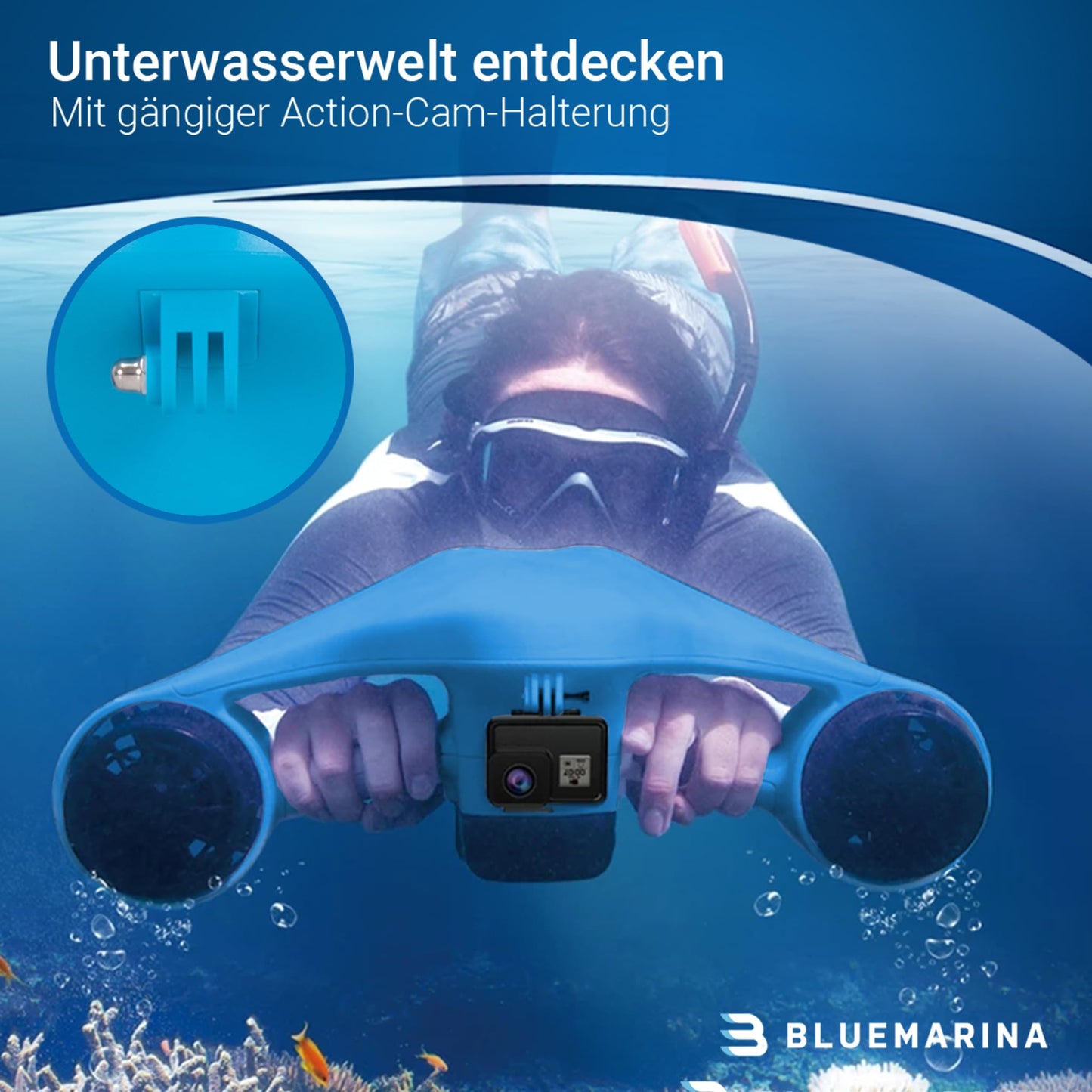 Bluemarina Orca Unterwasserscooter, 2x 500W Motoren, 5.4 km/h, 30 m Tiefe