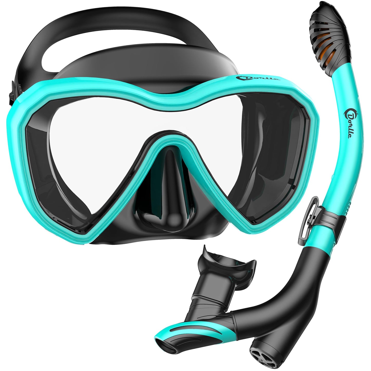 Dorlle Panorama Schnorchelset, Anti-Fog, Dry Schnorchel, für Erwachsene, Wassergrün