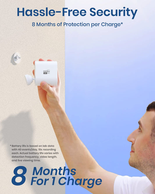 aosu Security Cameras Wireless Outdoor Home System, True 2K HD Night Vision, No Subscription, 240-Day Battery Life, 166° Wide View, Spotlight & Sound Alarm, Motion Only Alert, Support 2.4G / 5G WiFi