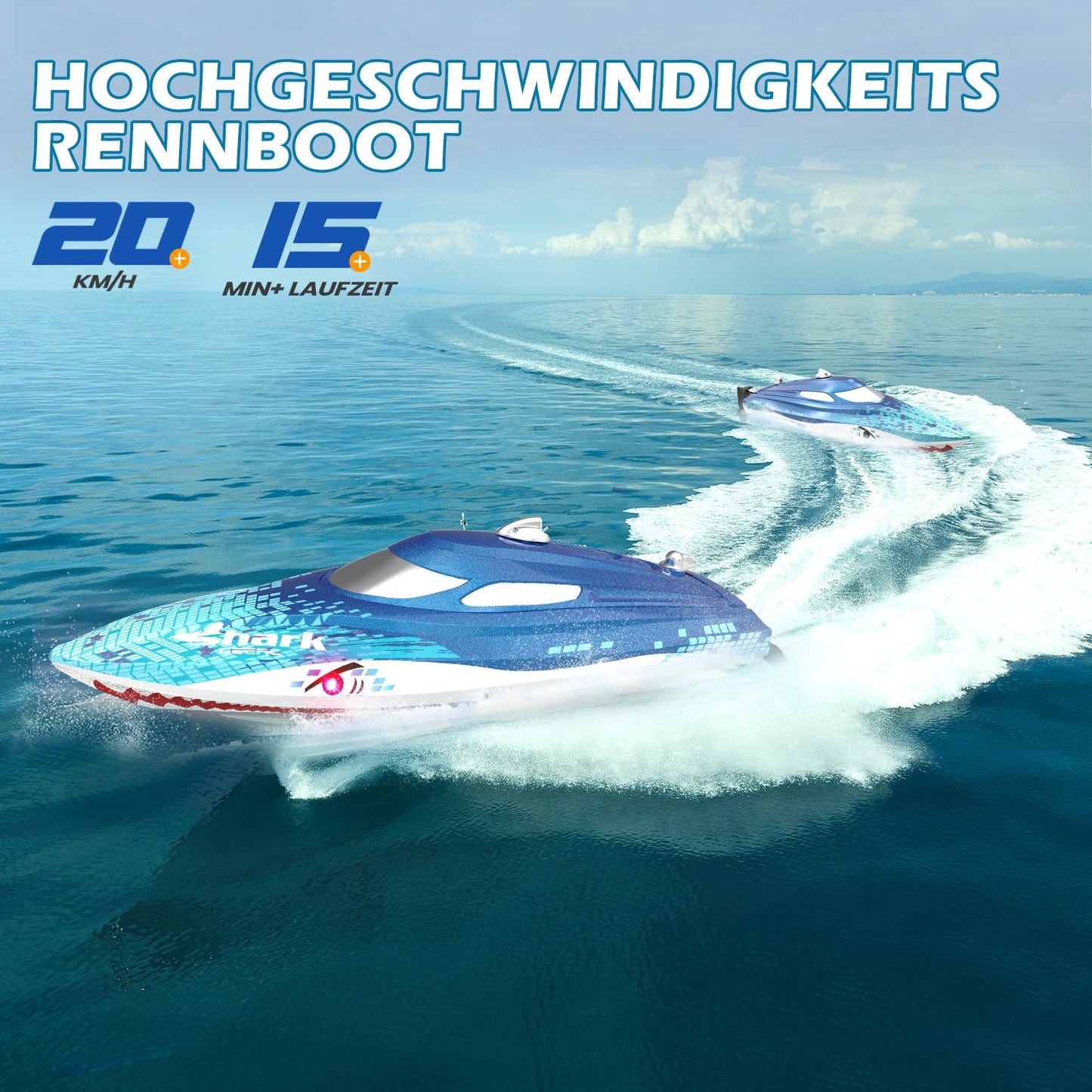 DEERC Haiboot RC Boot, 20+ km/h, mit LED-Licht, für Kinder ab 8 Jahre