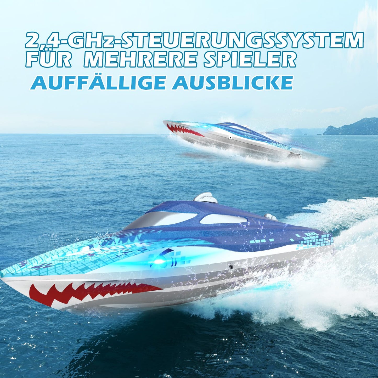 DEERC Haiboot RC Boot, 20+ km/h, mit LED-Licht, für Kinder ab 8 Jahre