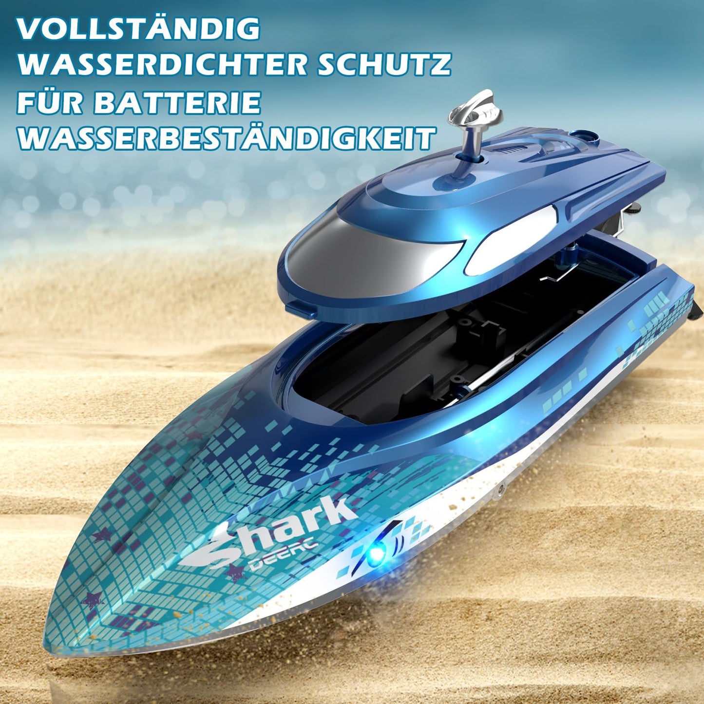 DEERC Haiboot RC Boot, 20+ km/h, mit LED-Licht, für Kinder ab 8 Jahre