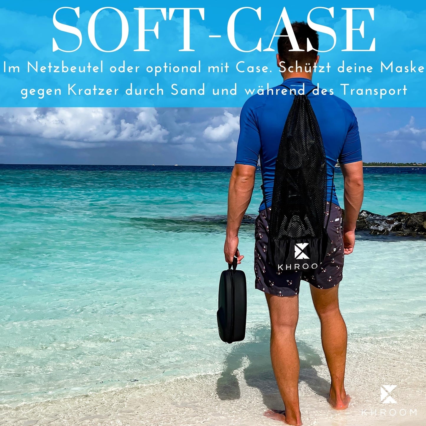 Khroom Seaview X Vollgesichts-Schnorchelmaske, DEKRA CO2-sicher, für Erwachsene und Kinder, L-XL, Blau