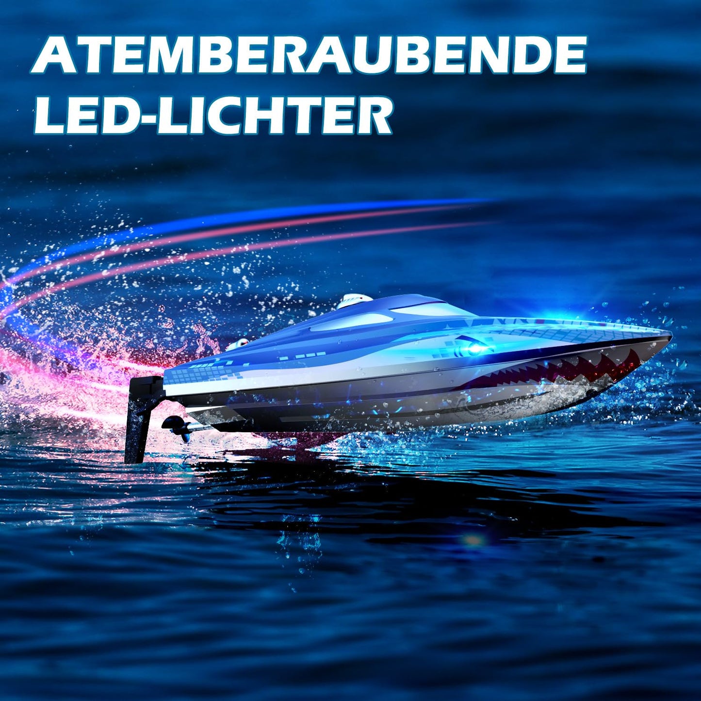 DEERC Haiboot RC Boot, 20+ km/h, mit LED-Licht, für Kinder ab 8 Jahre