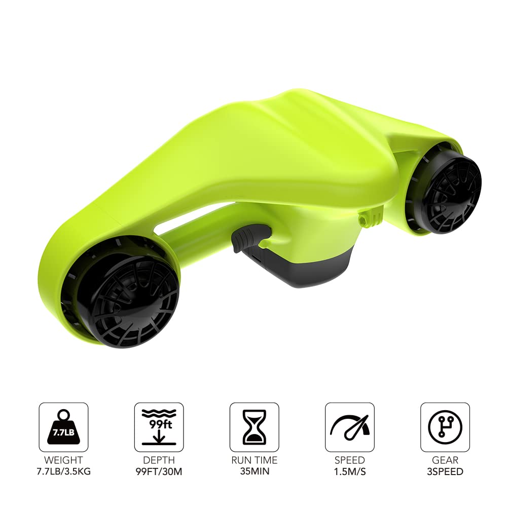 Asiwo Unterwasserscooter, Doppelmotor, mit Action-Kamera-Halterung, Grün
