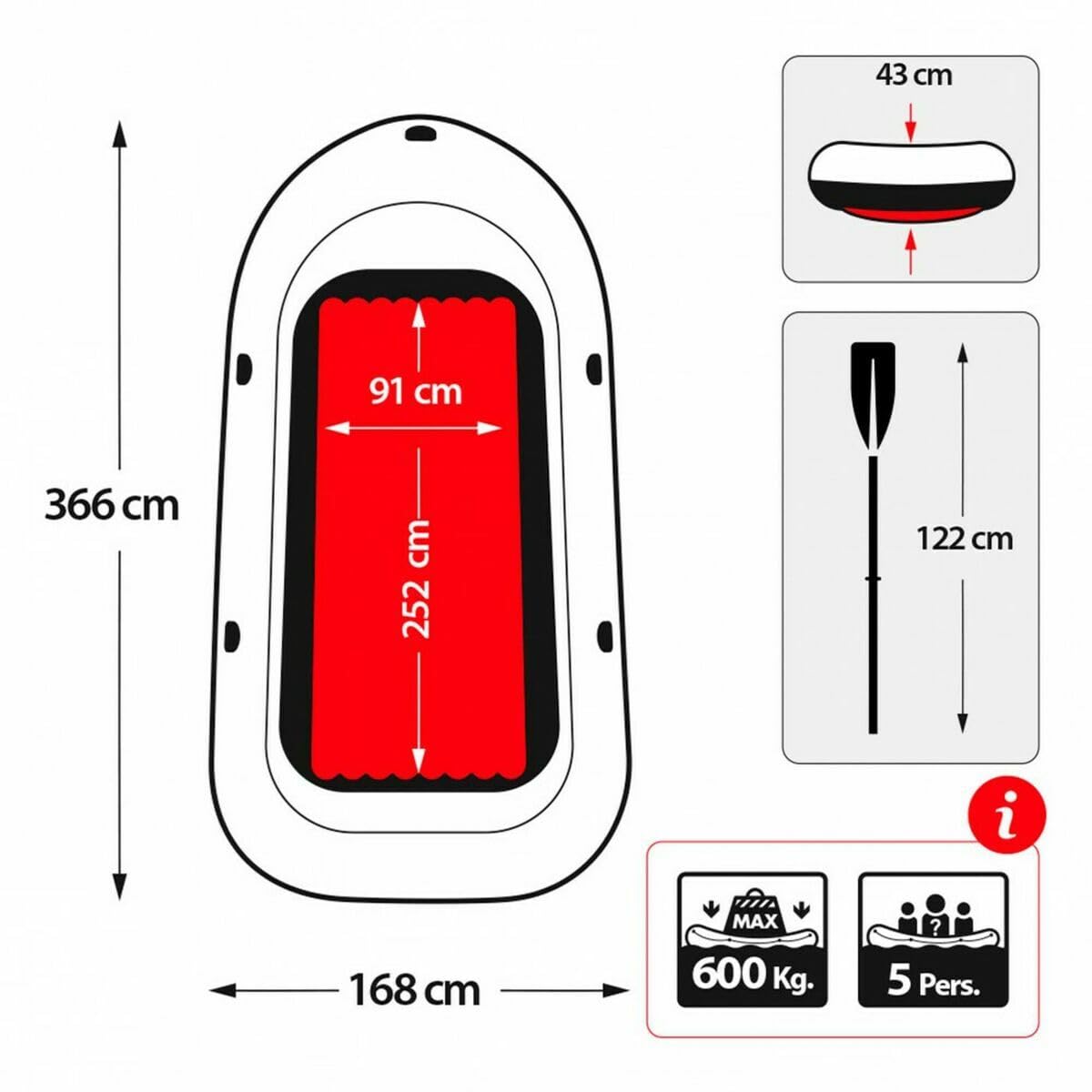 Intex Excursion 5 Schlauchboot Set, für 5 Personen, Mehrfarbig