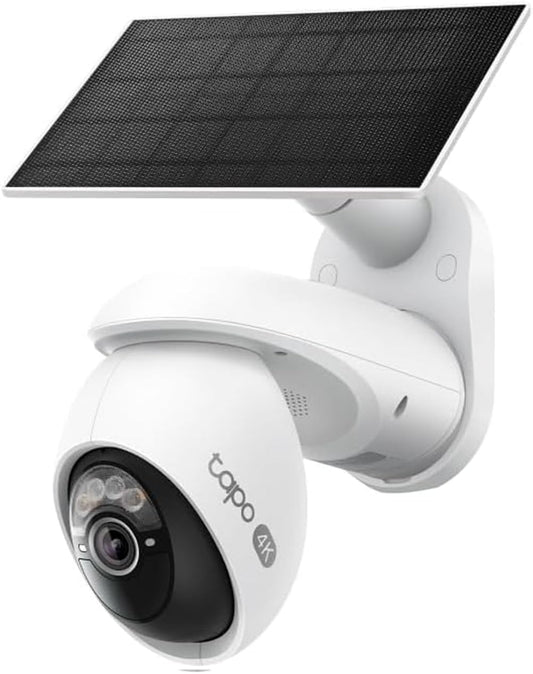 Tapo 4K Solar-Powered Outdoor Camera Wireless, 360° View, No Monthly Fee, Person/Vehicle Detection, 24/7 Time-Lapse Capture, Starlight Color Night Vision, SD/Cloud Storage, Works w/Alexa & Google Home