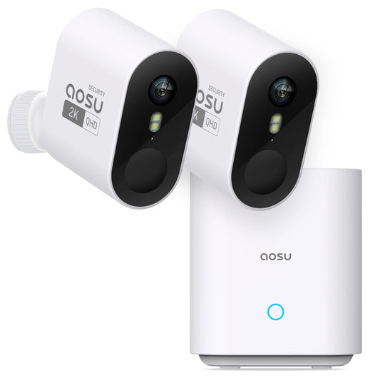 aosu Security Cameras Wireless Outdoor Home System, True 2K HD Night Vision, No Subscription, 240-Day Battery Life, 166° Wide View, Spotlight & Sound Alarm, Motion Only Alert, Support 2.4G / 5G WiFi