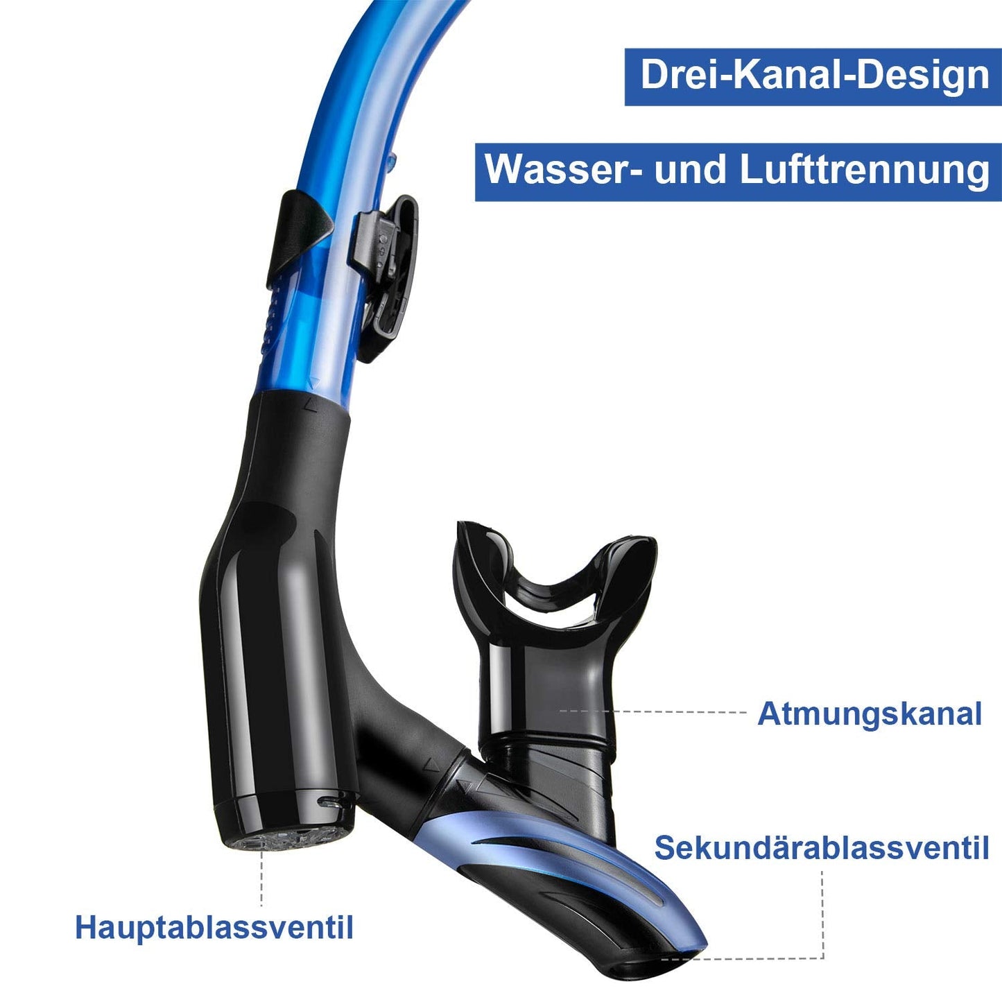 Dorlle Schnorchelset, Anti-Fog & Anti-Leck, mit Dry-Schnorchel, für Erwachsene, Schwarz/Blau