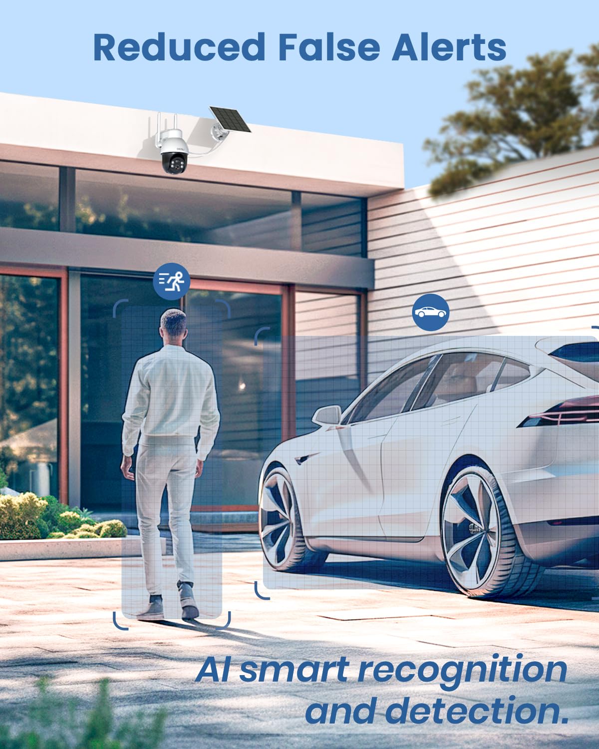 AOSU 3K/5MP Solar Security Cameras Wireless Outdoor, WiFi Camera Surveillance Exterieur for Home Security, Panoramic PTZ, Auto Tracking, Human/Vehicle Detection, Night Vision (2 Pack), SolarCam D1 SE