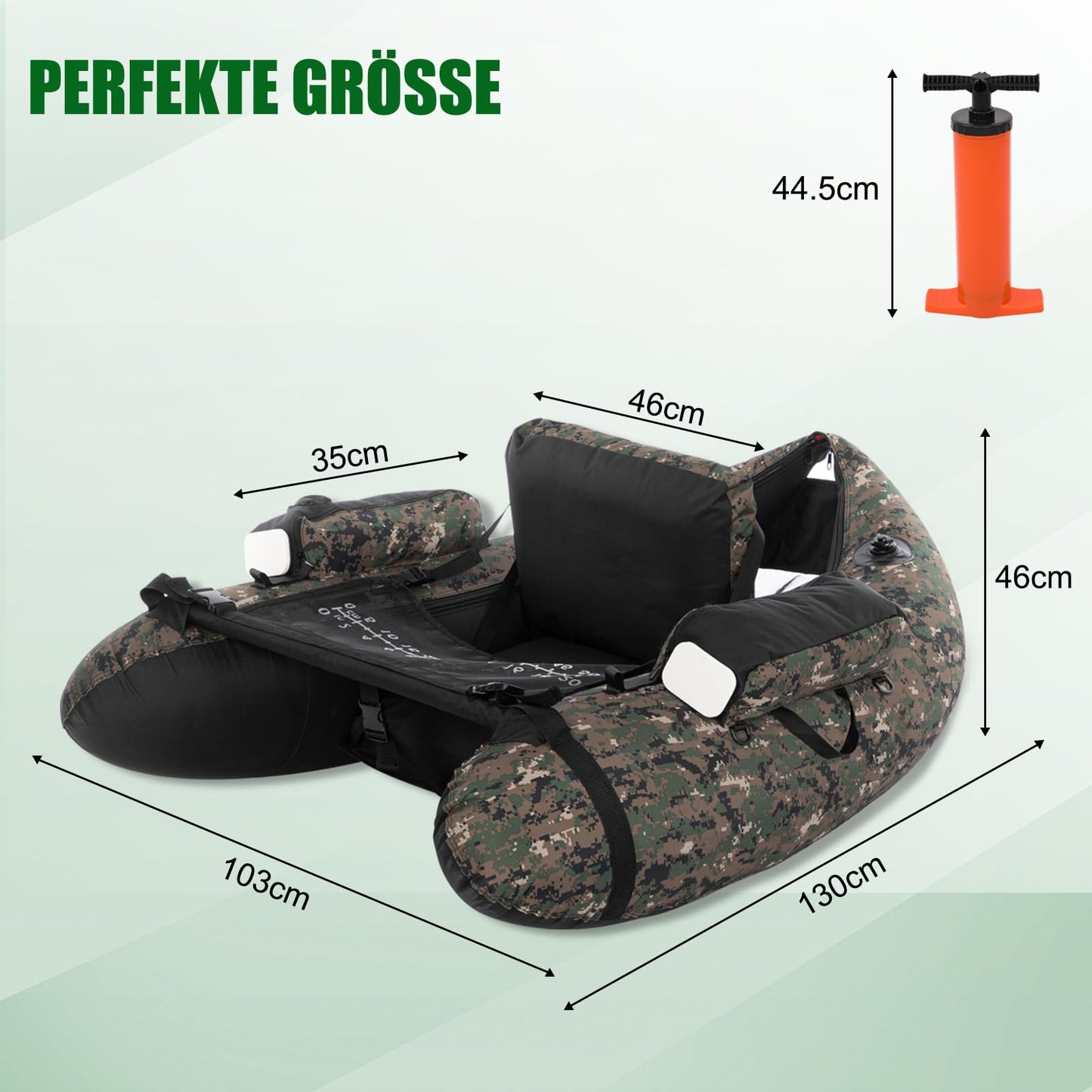 LEADZM aufblasbares Angelboot, Camouflage, 150 kg Tragkraft