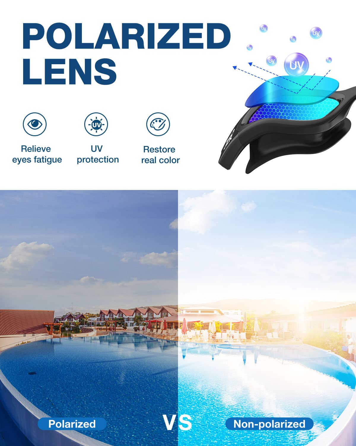 ZIONOR G1 Schwimmbrille, polarisiert, Anti-Nebel, UV-Schutz, für Erwachsene