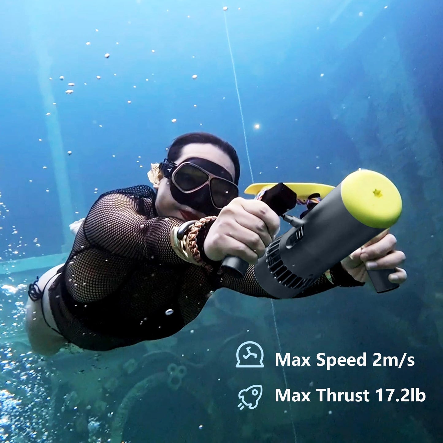 Edge K5 Unterwasser-Scooter, 50 m wasserdicht, 60 Min Laufzeit, Gelb