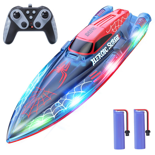 DEERC RC Boot im Spinnen-Design, mit LED-Lichtern, 2 Akkus, für Kinder 8-12 Jahre