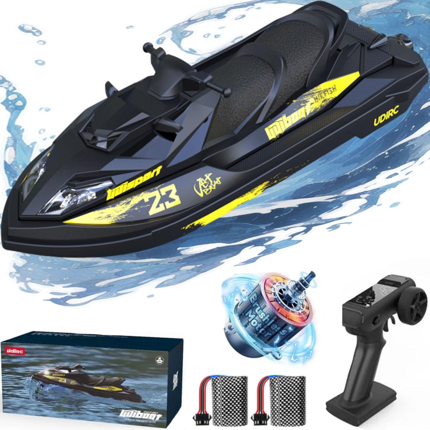 captainrc RC Jet Boot, bürstenlos, 25+ KPH, für Seen und Flüsse, mit 2 Akkus
