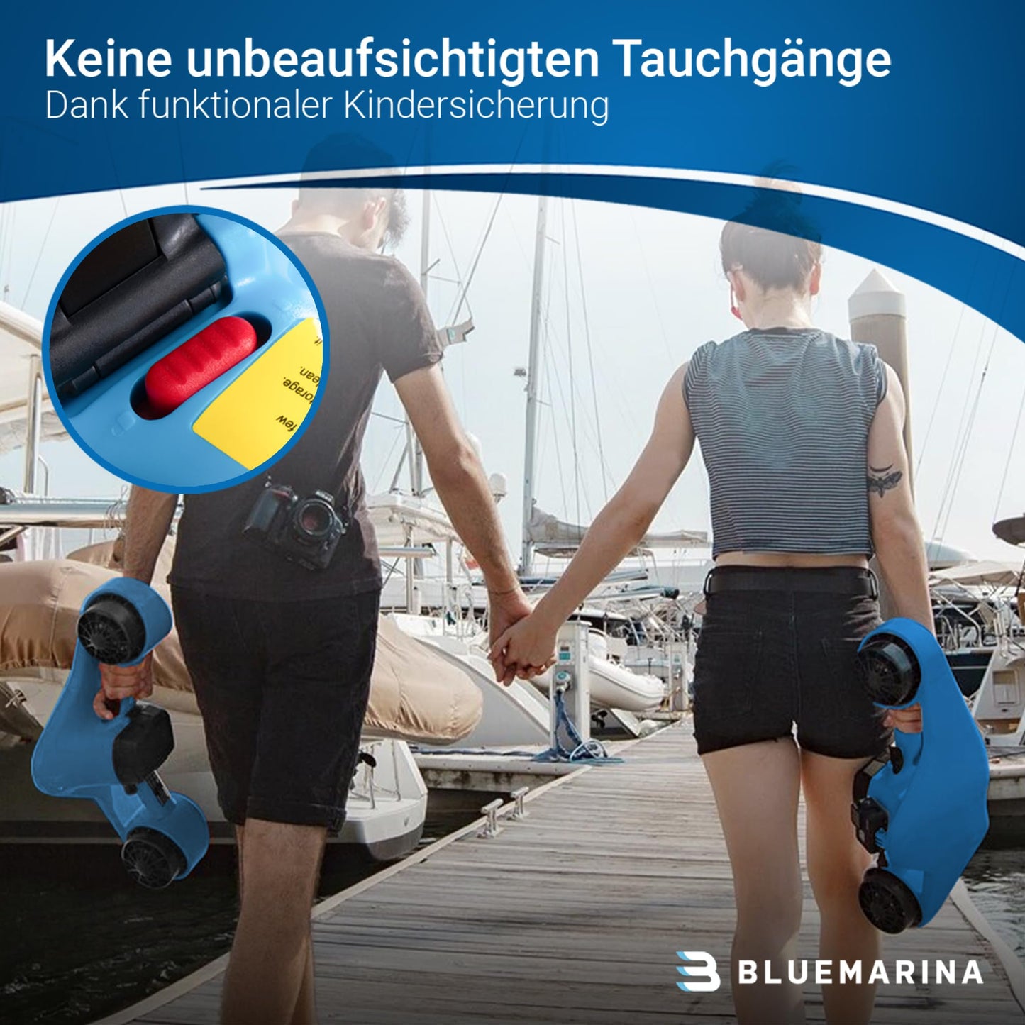 Bluemarina Orca Unterwasserscooter, 2x 500W Motoren, 5.4 km/h, 30 m Tiefe